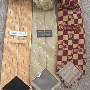 Elegant Tie Trio in Yellow, Green, and Burgundy